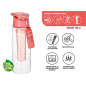 Бутылка для воды 0,75 л PERFECTO LINEA с контейнером для фруктов нежно-розовый (34-758075) - Фото 2