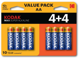 Батарейка АА KODAK Max Super Alkaline 1,5 V 8 штук