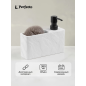 Дозатор для жидкого мыла с подставкой для губки PERFECTO LINEA Pearl белый (35-191002)