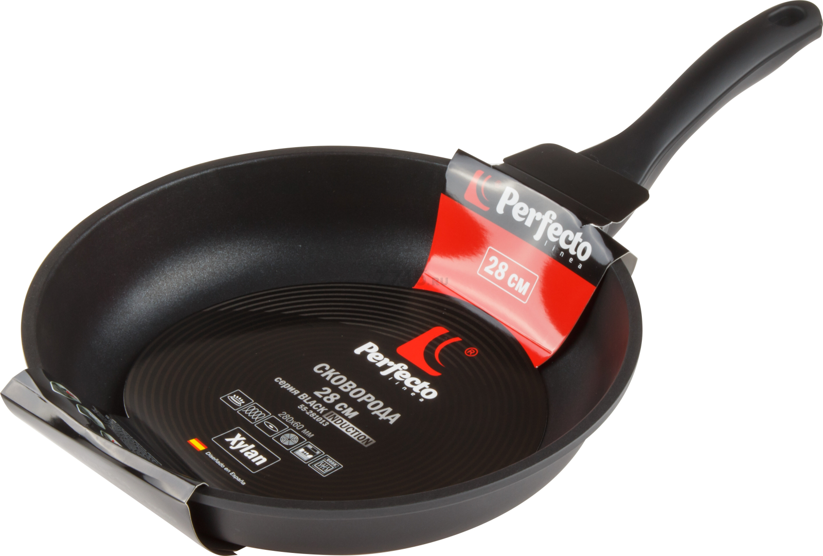 Сковорода алюминиевая 28 см PERFECTO LINEA Black Induction (55-281013)