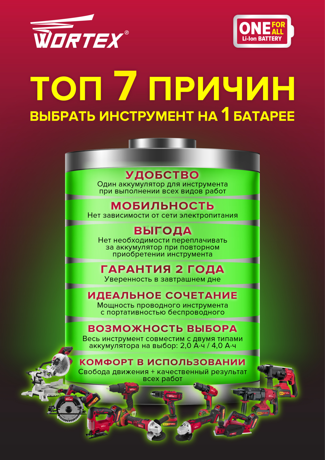 Пила циркулярная аккумуляторная WORTEX CCS 1816 XLT (CCS18160003) - Фото 7