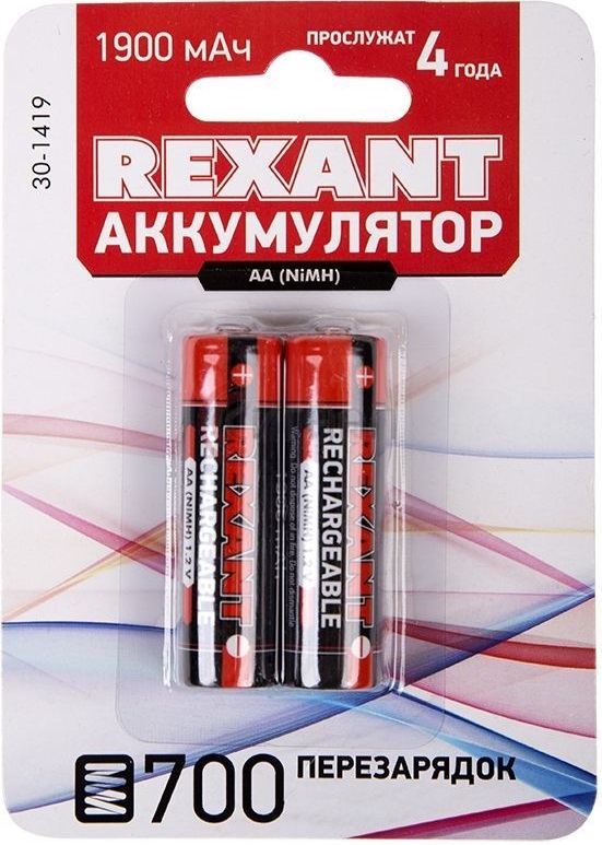 Аккумулятор АА Ni-MH REXANT 1,2 V 1900 mAh 2 штуки (30-1419)