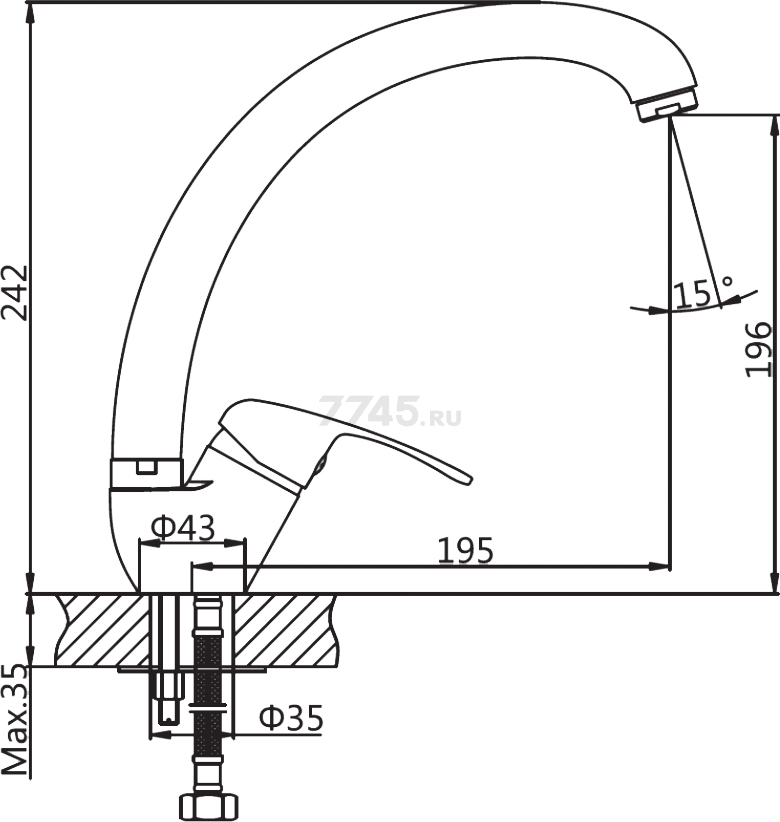 Смеситель для кухни AV ENGINEERING AVZKN4-A267 (AVZKN4-A267-647) - Фото 7
