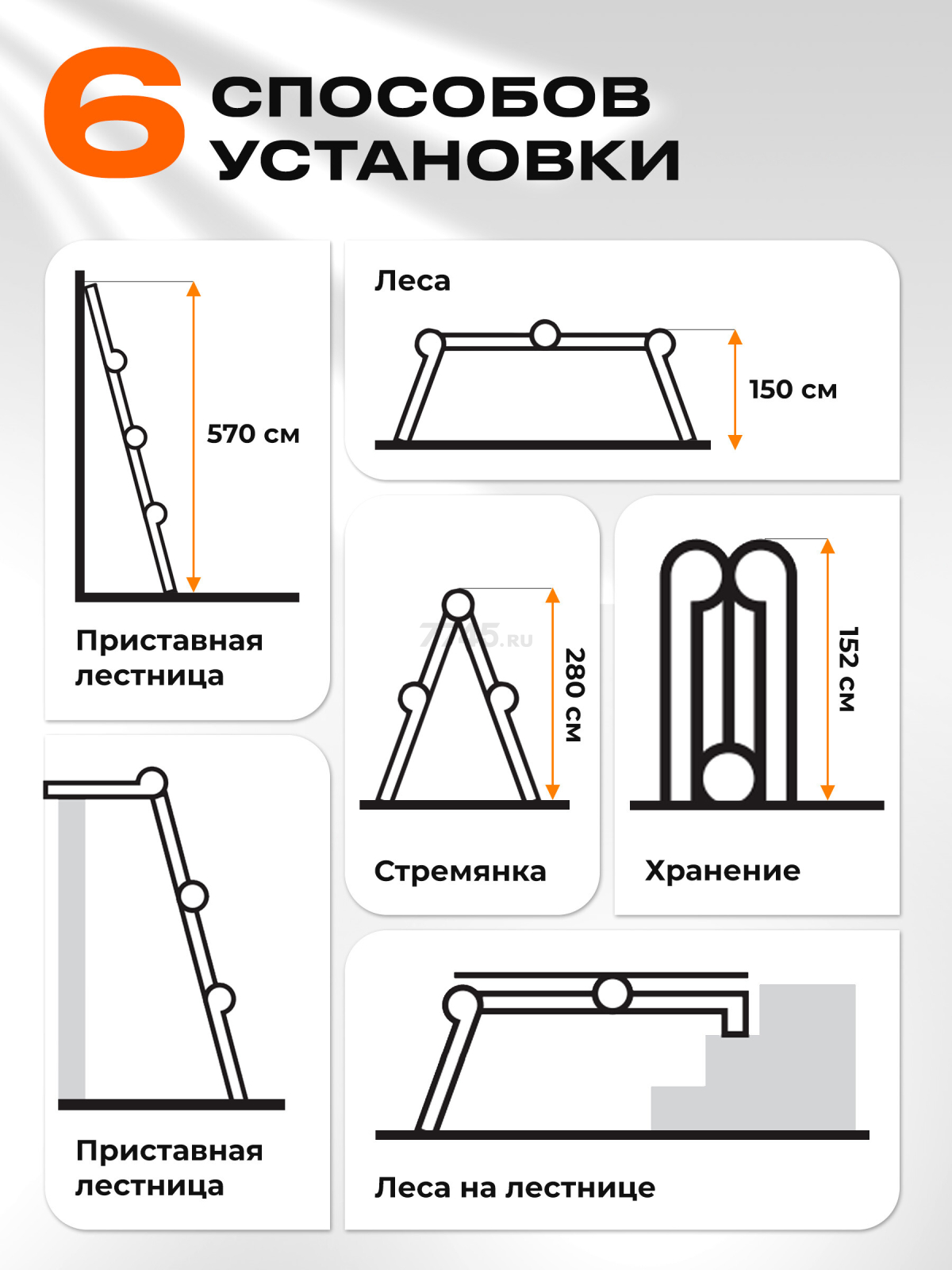 Лестница-трансформер алюминиевая 570 см STARTUL (ST9732-05) - Фото 2