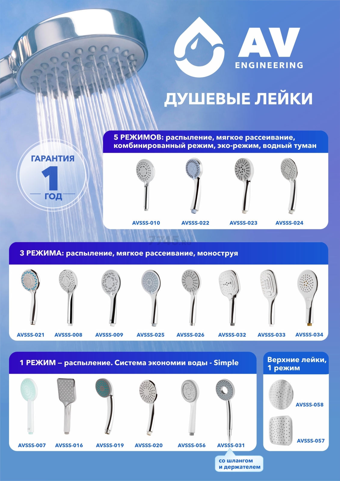 Лейка для душа AV ENGINEERING AVSSS-021 - Фото 8