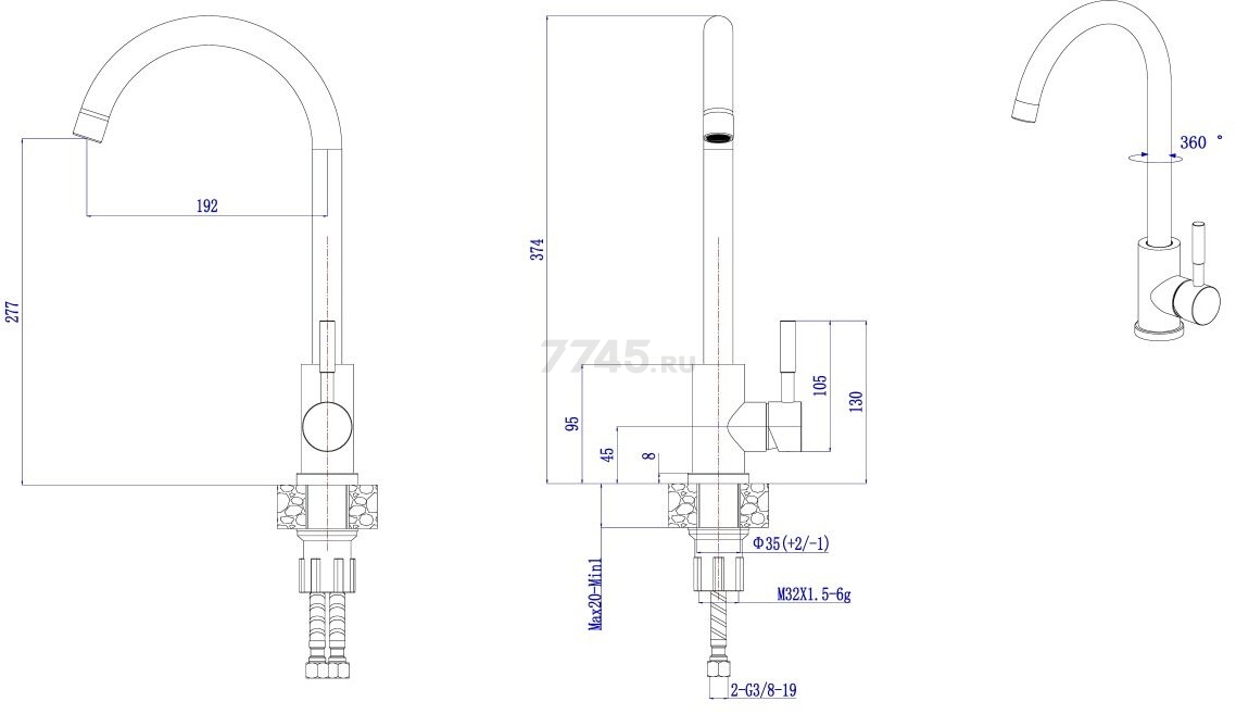 Смеситель для кухни AV ENGINEERING AVZAR4-A304BK (AVZAR4-A304BK-732) - Фото 15