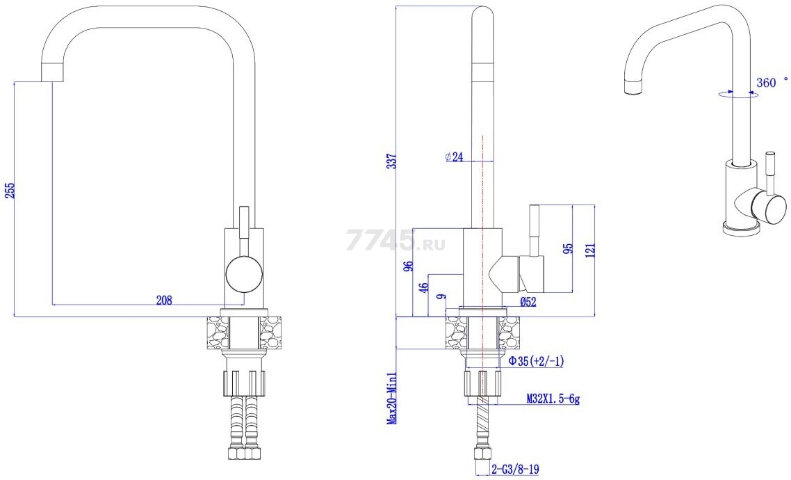 Смеситель для кухни AV ENGINEERING AVZAR4-B304GR (AVZAR4-B304GR-739) - Фото 2