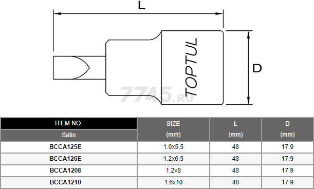 Головка 3/8" с насадкой SL5,5 TOPTUL (BCCA125E) - Фото 2