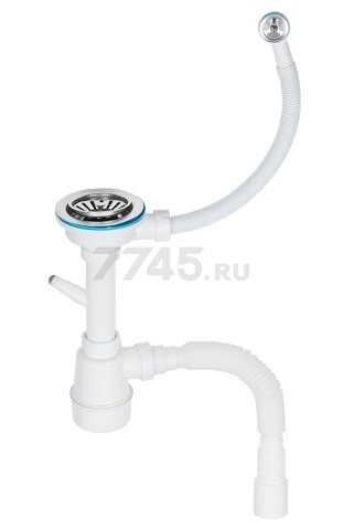 Сифон для кухни выпуск 3 1/2" круглый перелив гибкая труба 1 1/2"- 40/50 мм AV ENGINEERING (AVE129777) - Фото 2