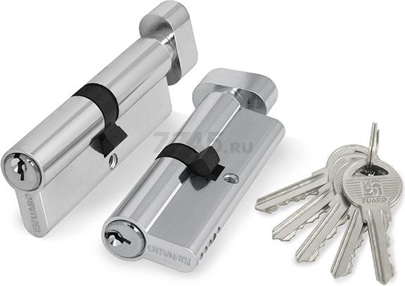 Сердцевина замка (евроцилиндр) с вертушкой FUARO 100 ZM 80 мм 35x45 хром