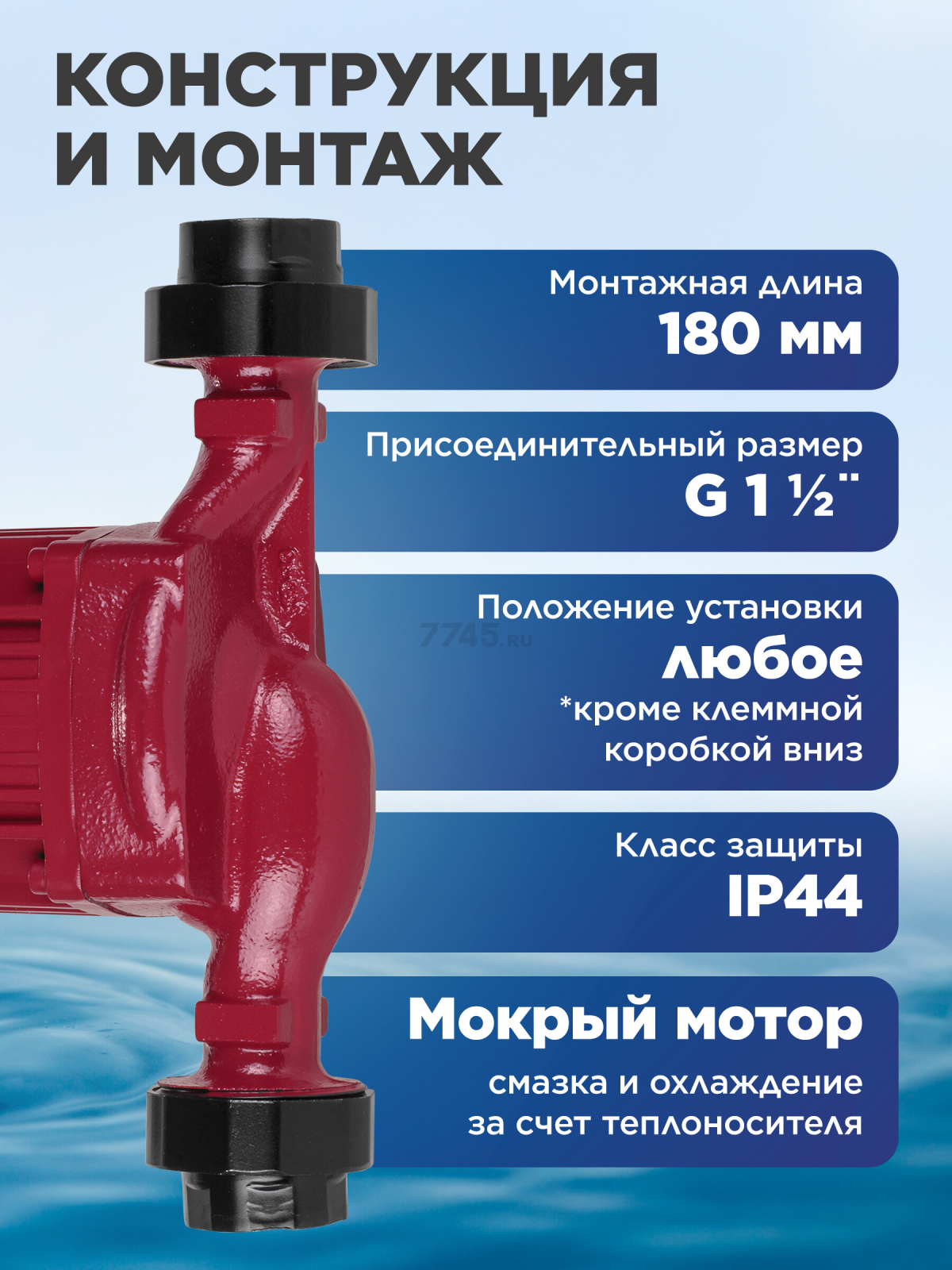 Насос циркуляционный A&P Wise-25/40-180 (AP118W003) - Фото 6