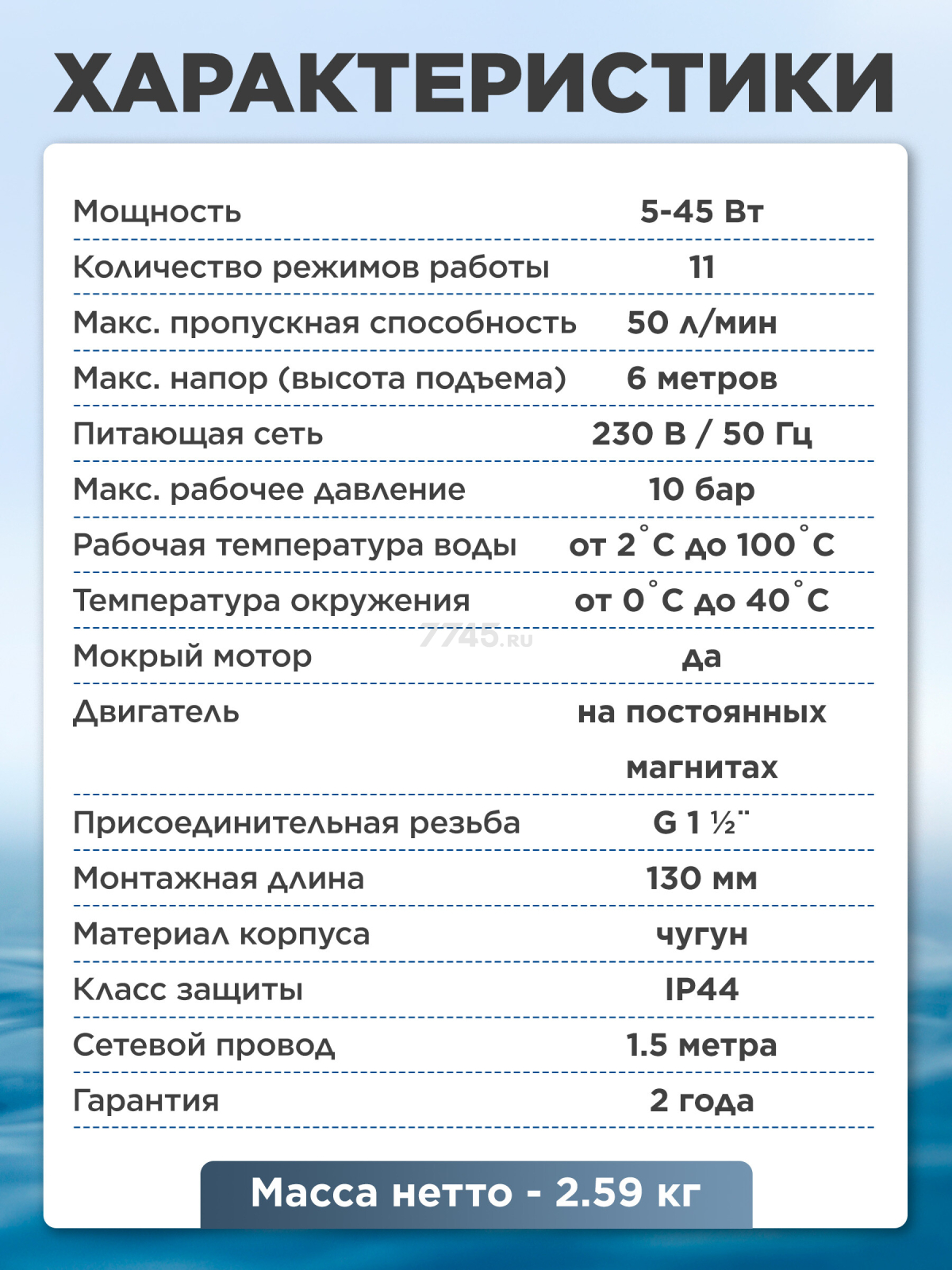 Насос циркуляционный A&P Wise-25/60-130 (AP118W012) - Фото 7