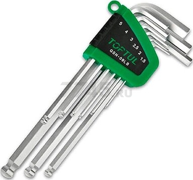 Набор ключей шестигранных 1,5-10 мм 9 предметов длинных TOPTUL (GSN-09LB)