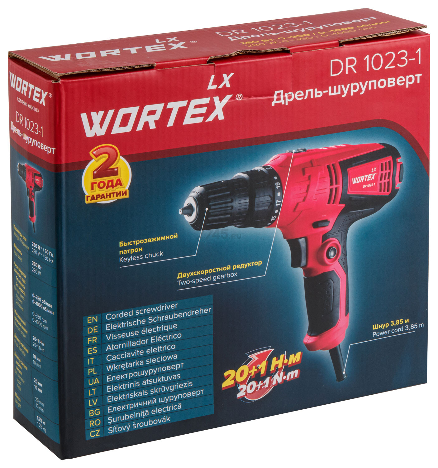 Дрель-шуруповерт сетевая WORTEX LX DR 1023-1 (0334331) - Фото 15