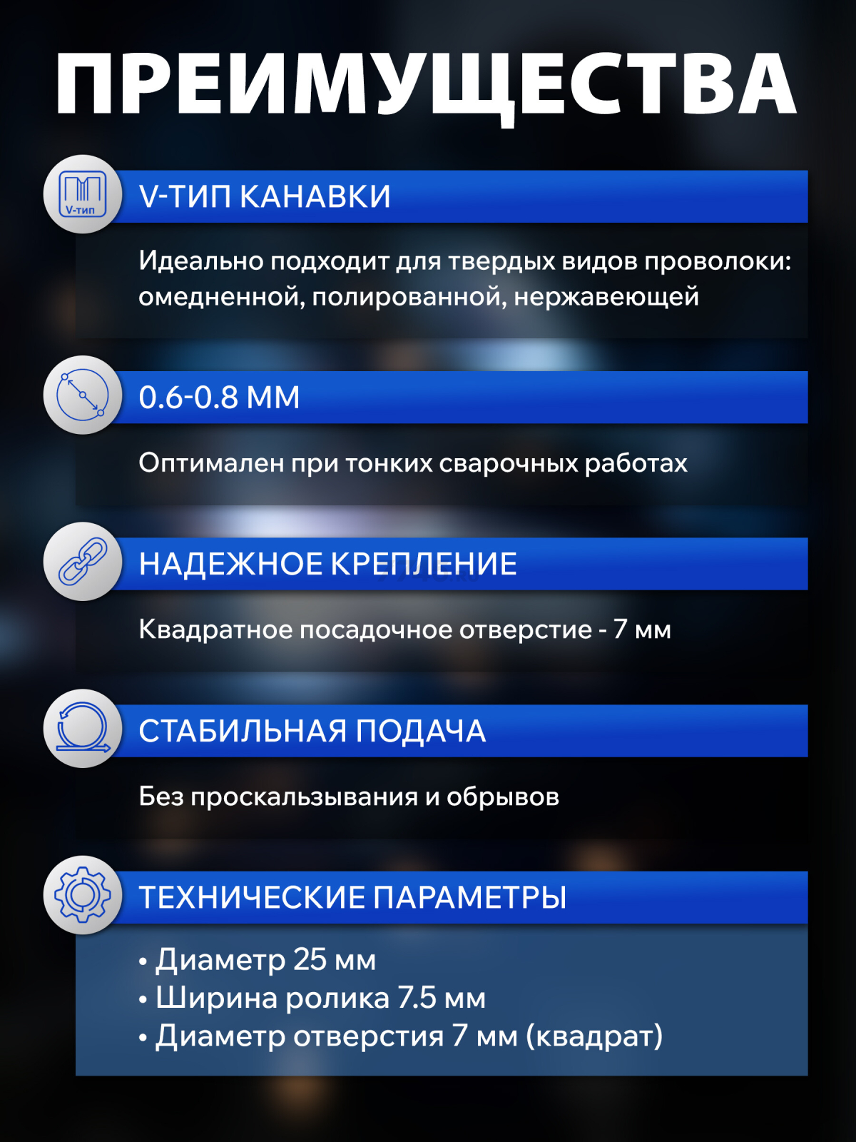 Ролик подающий для проволоки SOLARIS 0,6-0,8 мм V-тип (WA-2430) - Фото 2