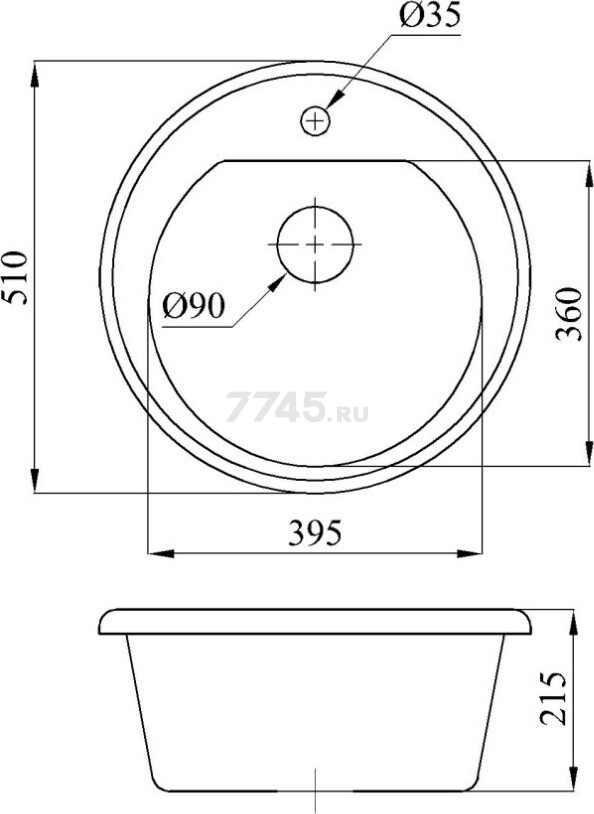 Мойка из искусственного камня AV ENGINEERING Richi черный (AV510510RBKA) - Фото 17