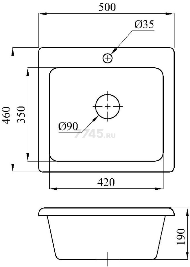 Мойка из искусственного камня AV ENGINEERING Solo черный (AV500460SBKA) - Фото 17