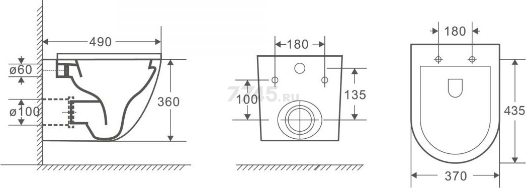Унитаз подвесной AV ENGINEERING Comfort X1 (AVWHR203X1) - Фото 11