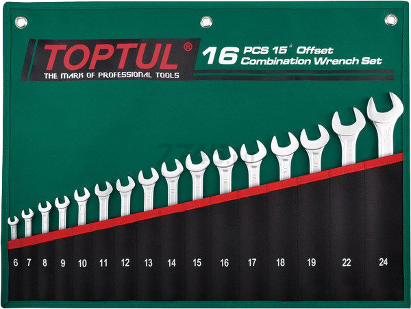 Набор ключей комбинированных 6-24 мм 16 предметов TOPTUL Pro-Line (GRAW1601)