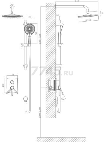 Душевая стойка A-FIVE серия Lotus хром (А5-0556) - Фото 16
