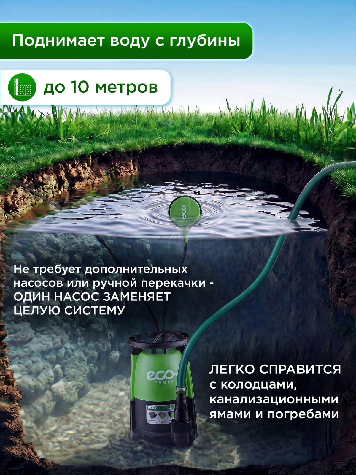 Насос дренажный 3-в-1 ECO DP-606i (EC4210-1) - Фото 8