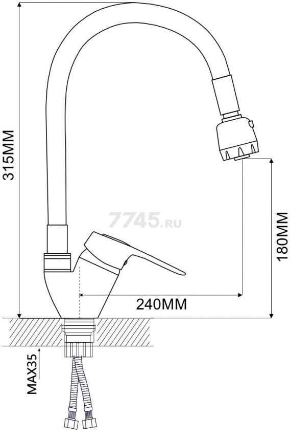 Смеситель для кухни ECONOCE серия 240 (EC0246) - Фото 11