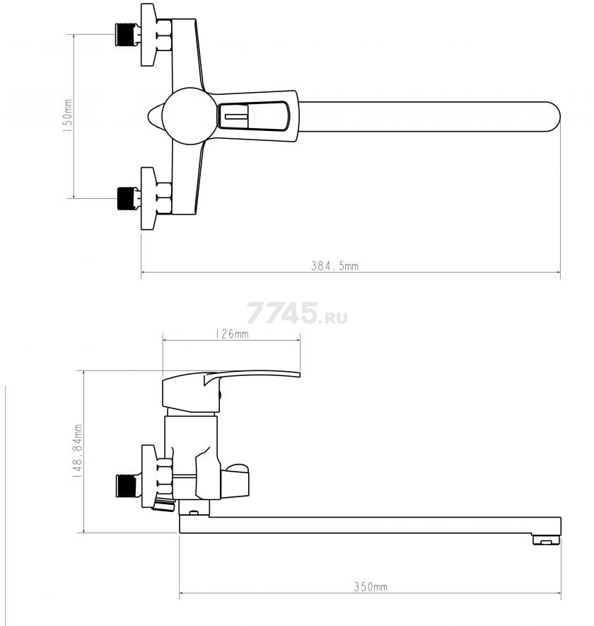 Смеситель для ванны ECONOCE серия 320 (EC0322) - Фото 2