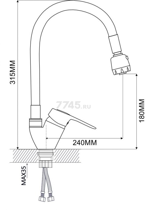 Смеситель для кухни ECONOCE серия 240 черный (EC0245BL) - Фото 12