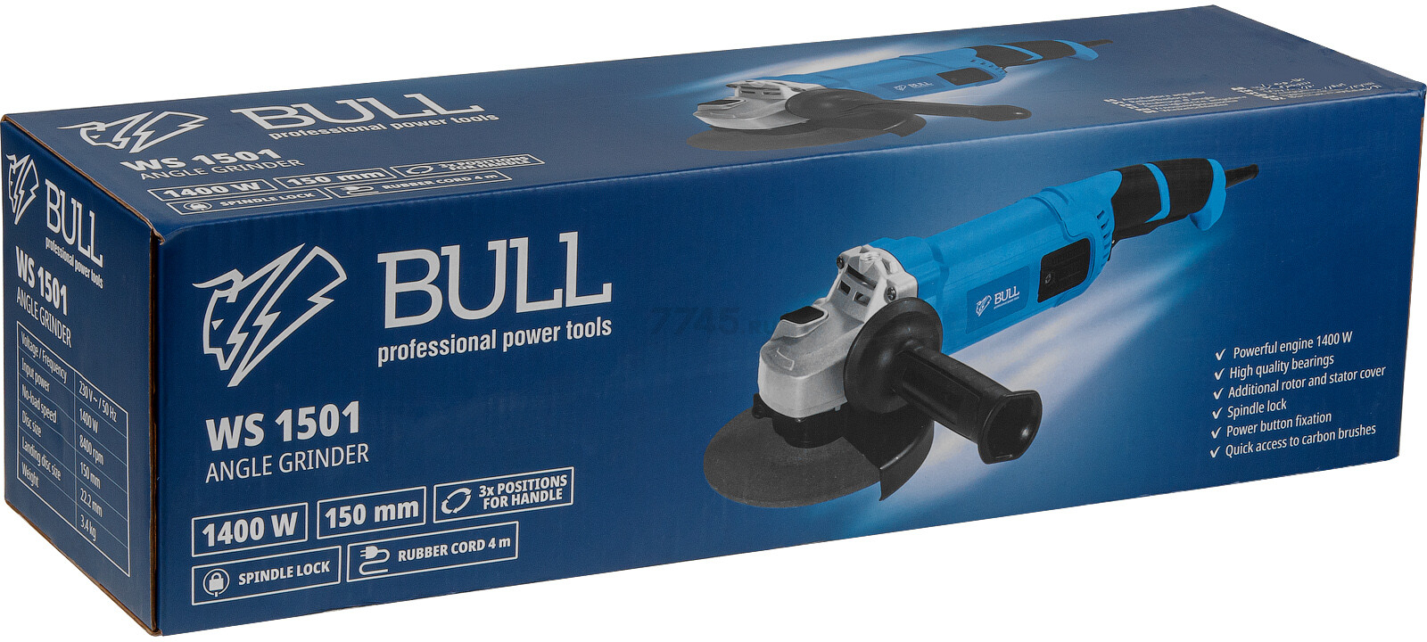 Шлифмашина угловая (болгарка) BULL WS 1501 (1333622) - Фото 10