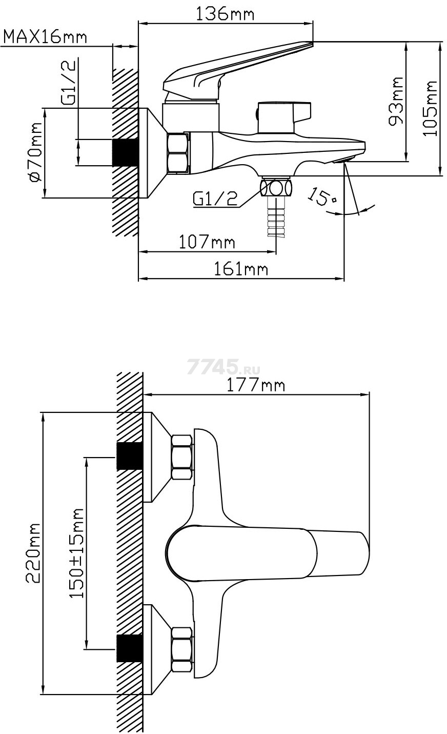 Смеситель для ванны AV ENGINEERING Pos (AVPOS3-A176-130) - Фото 14