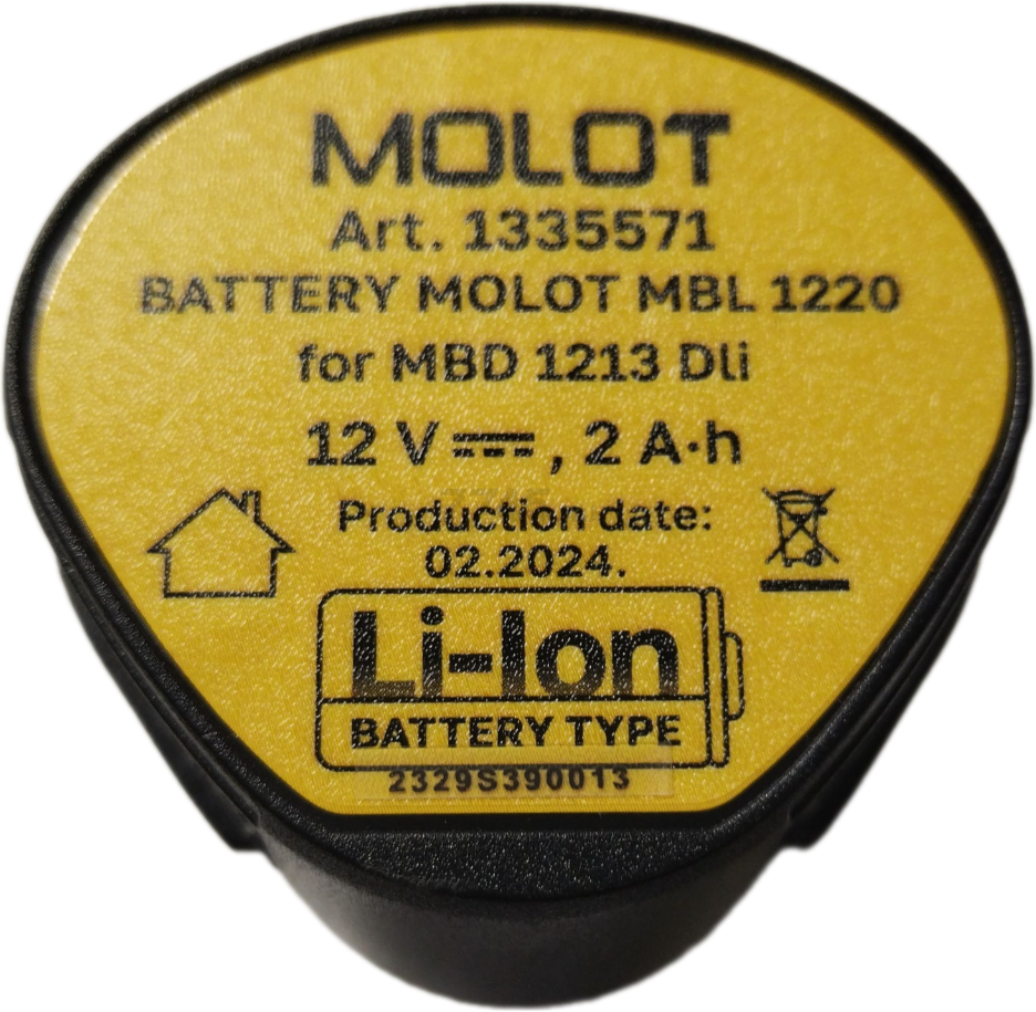 Аккумулятор 12 В 2 Ач Li-Ion MOLOT MBL 1220 для MBD 1213 DLi (1335571) - Фото 3