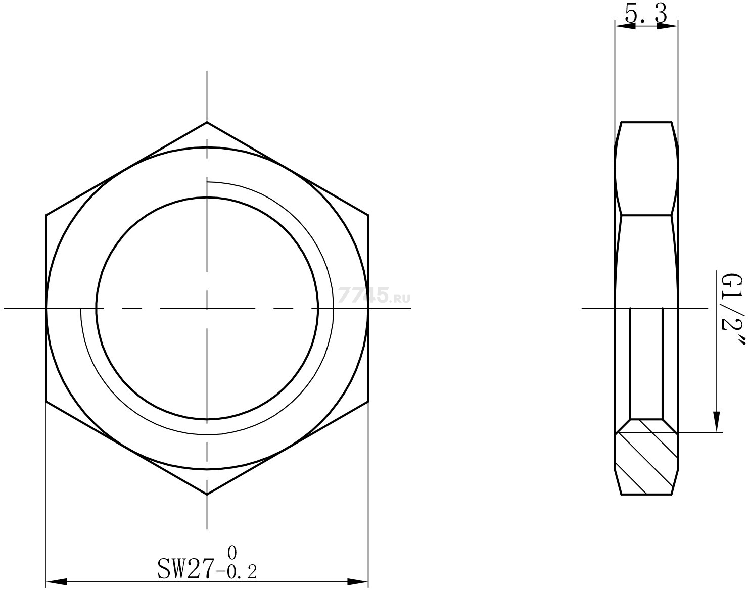 Контргайка латунная 1/2" с внутренней резьбой AV ENGINEERING (AVE311001) - Фото 2