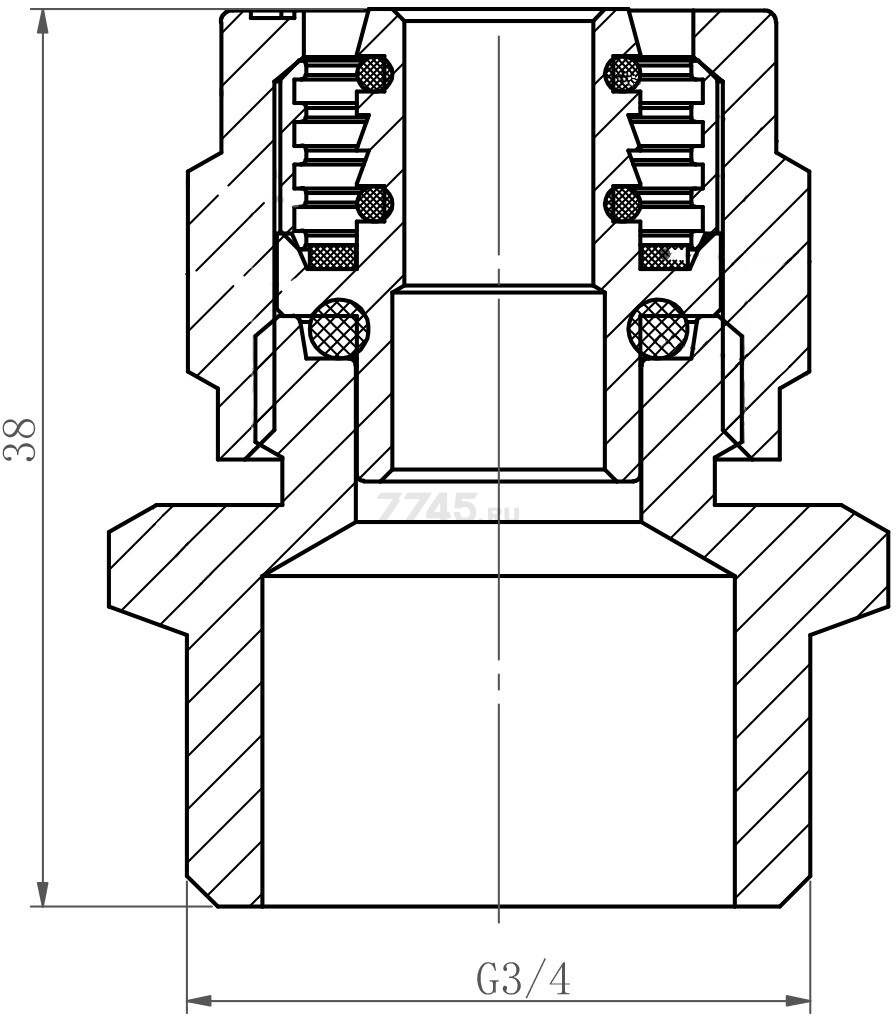 Ниппель латунный 16(2.0)х3/4" с наружной резьбой для труб PEX AV ENGINEERING (AVE309014) - Фото 2