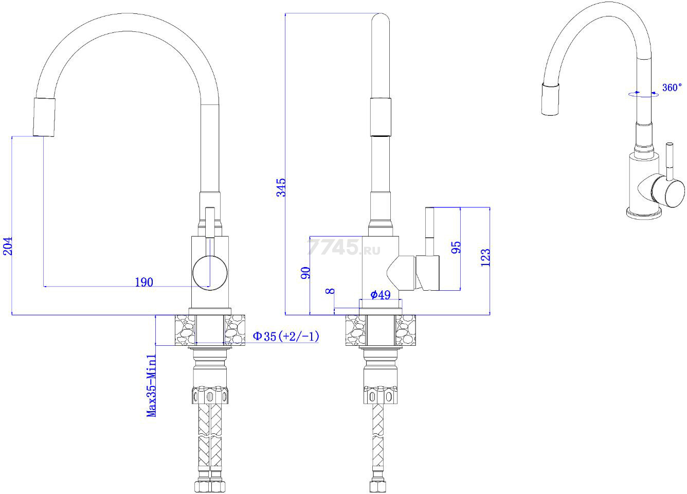 Смеситель для кухни AV ENGINEERING Les (AVLES4-DW7) - Фото 2