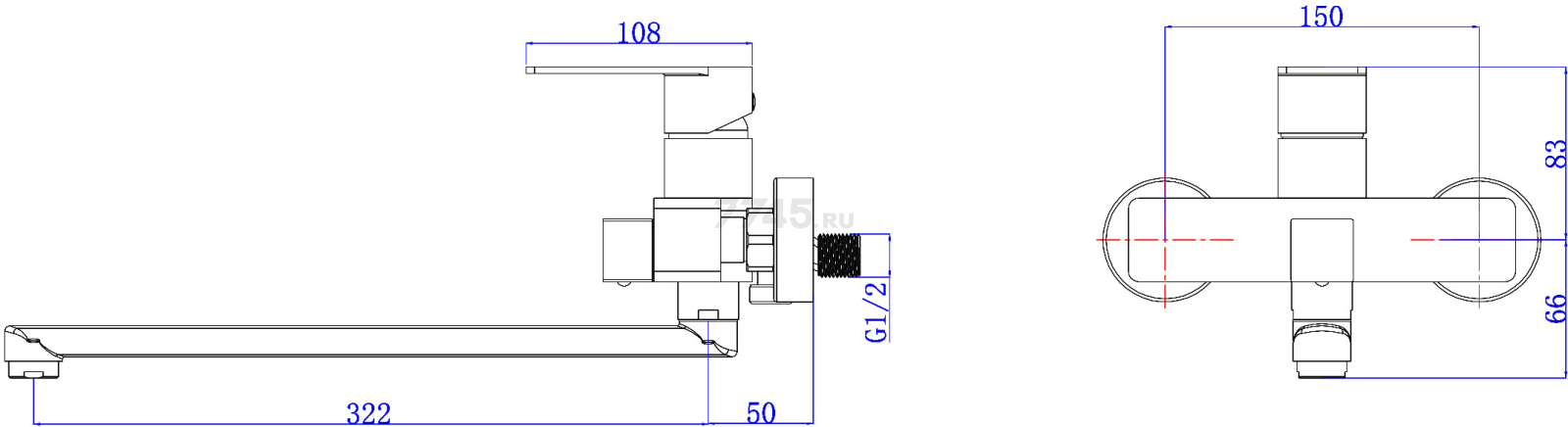 Смеситель для ванны AV ENGINEERING Les (AVLES7-BW0) - Фото 8
