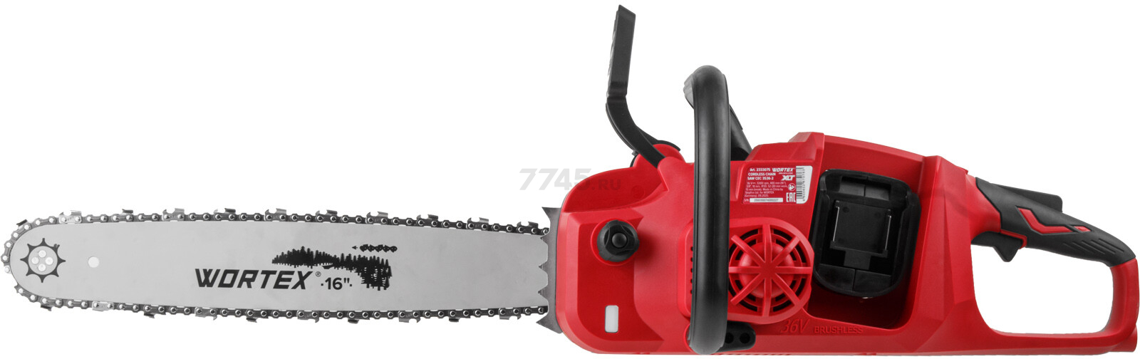 Пила цепная аккумуляторная WORTEX CEC 3536-2  ALL1 XLT SET (2333076) - Фото 7