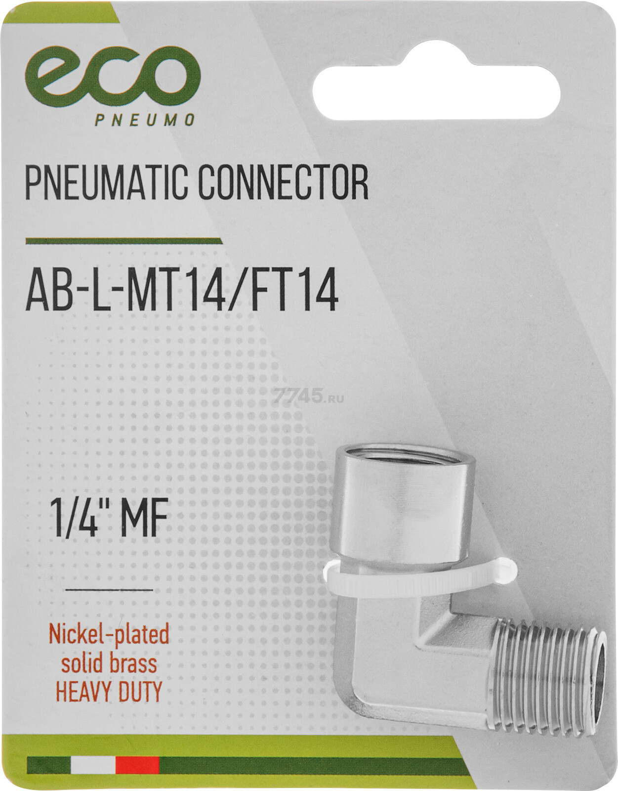 Переходник L-образное внутренняя резьба 1/4" наружная резьба 1/4" ECO (AB-L-MT14/FT14)