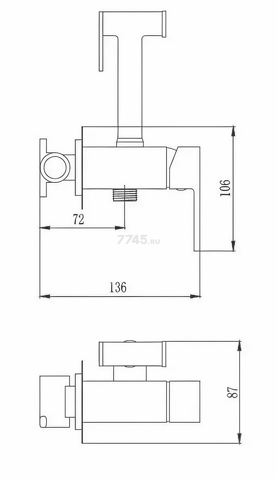Смеситель для биде AV Engineering SETA D25-A белый (AVSET02WT) - Фото 3