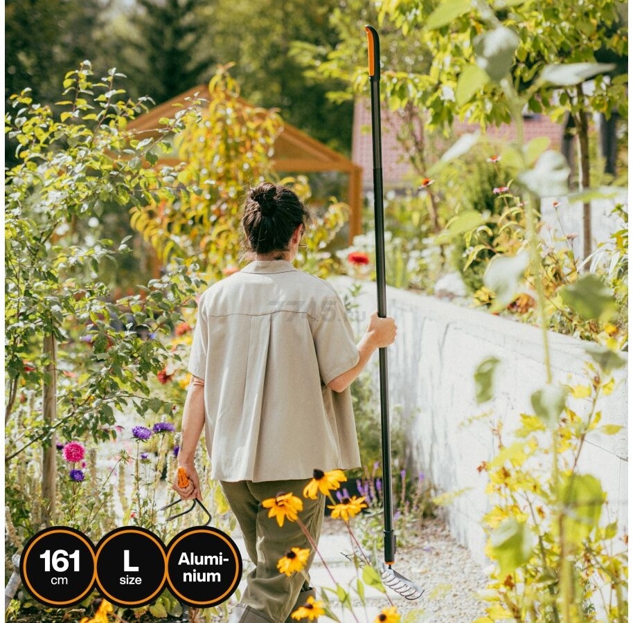 Черенок алюминиевый FISKARS OneClick L 161 см (1080547) - Фото 9