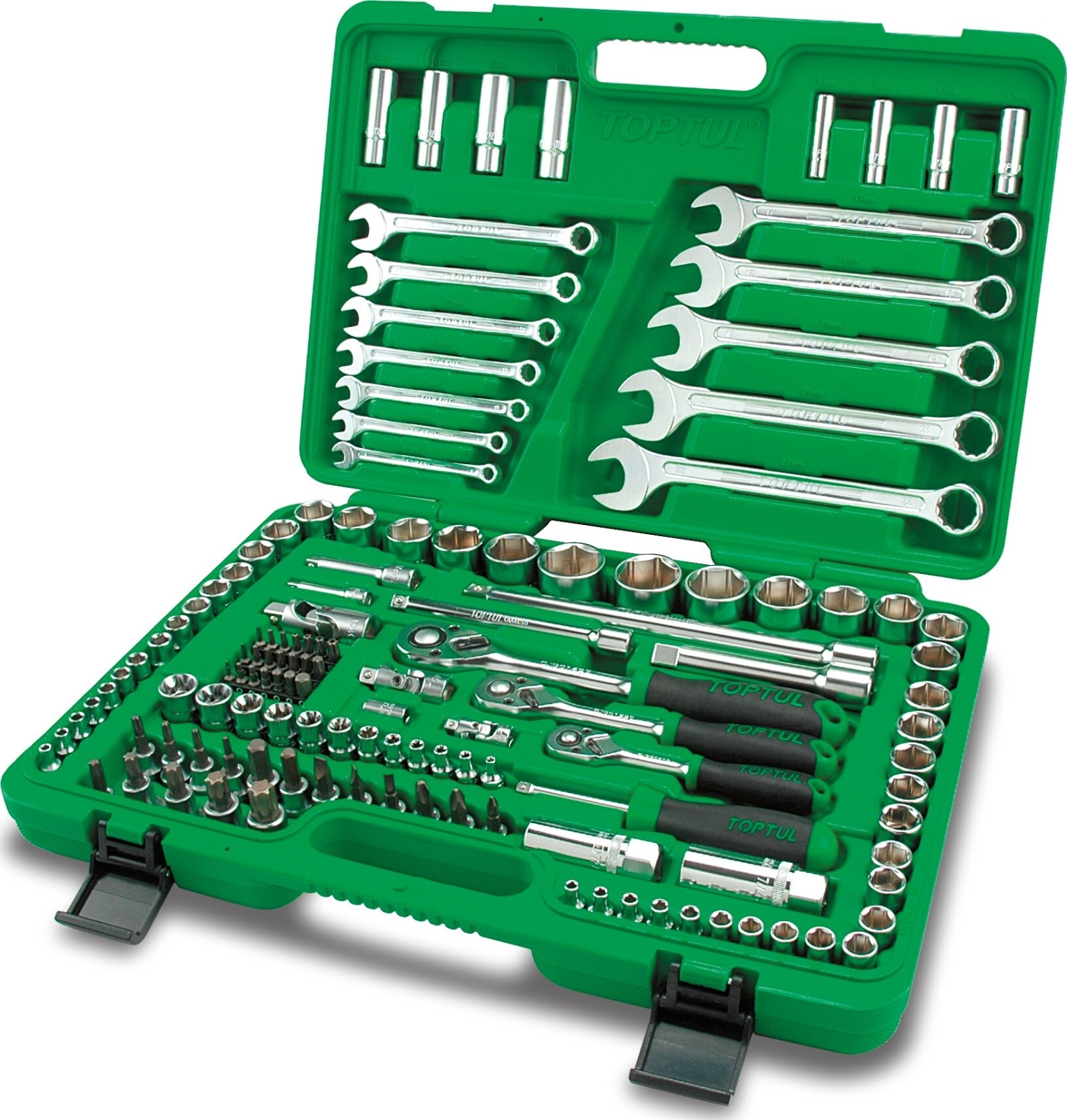 Набор инструментов 1/4", 3/8", 1/2" 6 граней 130 предметов TOPTUL (GCAI130B) - Фото 6