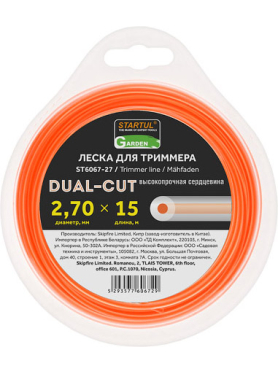 Леска для триммера d 2,7 мм Dual-Cut STARTUL GARDEN