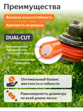 Леска для триммера d 2,4 мм Dual-Cut STARTUL GARDEN