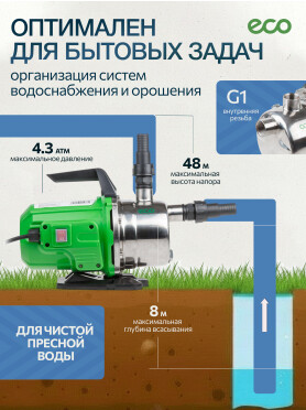 Насос самовсасывающий садовый ECO GFI-13P