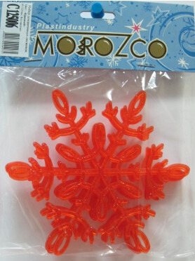 Набор елочных игрушек МОРОЗКО Снежинка красная 12,5 см 6 штук (С125006)
