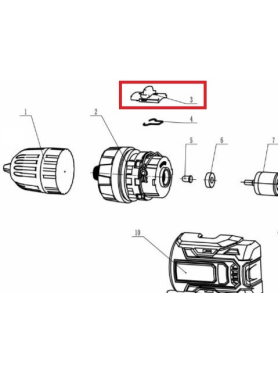 Кнопка переключения скоростей в сборе для дрели-шуруповерта BULL SR1804 