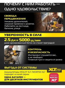 Перфоратор аккумуляторный MOLOT CRH 1814 XLT Lite