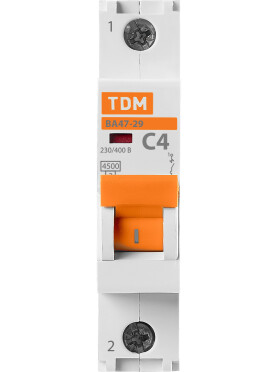 Автоматический выключатель TDM ВА47-29 1Р 4А С 4,5кА 