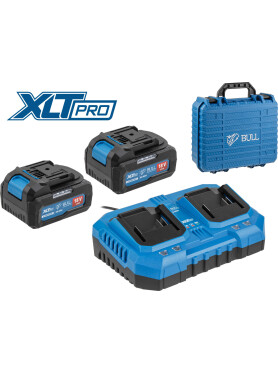 Комплект аккумулятор 18В 4Ач 2 штуки и зарядное устройство BULL XLTpro SET 