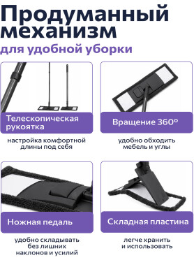 Швабра для пола PERFECTO LINEA с насадкой из микрофибры