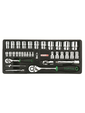 Набор инструментов 1/4", 1/2" 6 граней 34 предмета TOPTUL 
